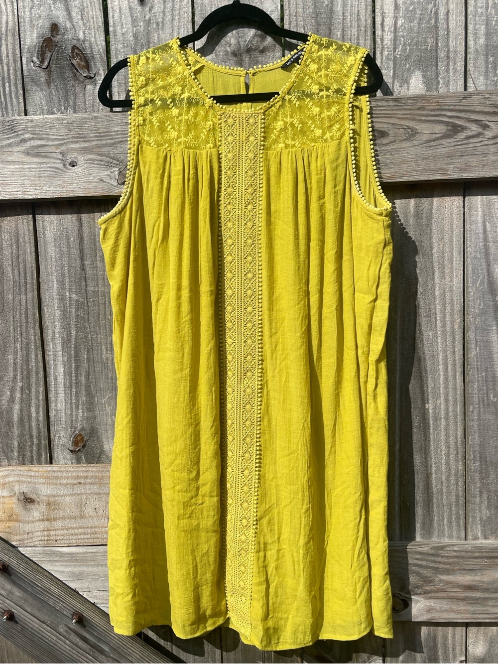 Zac & Rachel Bright Yellow Lace Pom-Trim Dress Sz 1X